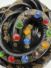 Art Deco Knotted Black Resin Or Early Plastic Colorful Rhinestones ***Read***