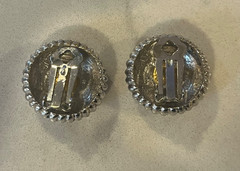 Vtg Costume Fashion Jewlery Gold Silver Tone Faux Roman Coin Clip-on Earrings 1″