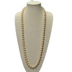 Vintage Danecraft Faux Glass Pearl Necklace Removable Shell Pendant 36 In Signed
