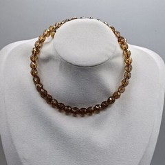 Vintage Amber Glass Beaded Memory Wire Collar Necklace, Fits all Sizes Sparkling