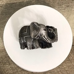 Silver-Toned Elephant Hinged Cuff Bracelet Chunky