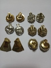Vintage 6 Pair Clip Earrings & 1 Brooch Pin