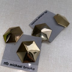 Vintage Mb Michael Brooke Pierced Earrings Set Of 2 Gold Tone 1980’s New