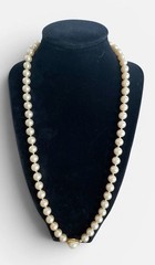 Trifari Hand-Knotted Pearl Necklace 24 Inch Decorative Clasp Vintage