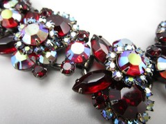 DELIZZA & ELSTER JULIANA RUBY RED RHINESTONE BRACELET & EARRINGS SET