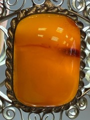 Vintage Baltic Amber Filigree Cuff Bracelet Soviet Era Sterling Silver Plated