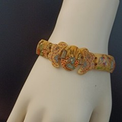 Persian Storyteller Bracelet Hand Painted Panels People Birds Unique Design Rare