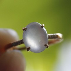 Size 5 3/4 Certified Natural Grade A Icy White Jadeite JADE Diamond 18K Ring