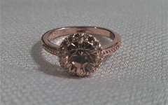 Vintage Signed Rose Gold Plated & Morganite Engagement Ring size 9