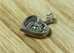 Art Deco Vintage Heart Pendant 2Ct Round Simulated Diamond 14K White Gold Plated