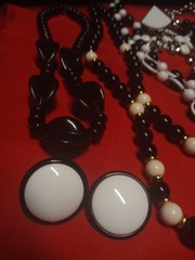 Vintage To Modern Black & White Jewelry Lot Plastic Metal Glass