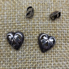 JEZLAINE Signed Sterling Silver 925 Openwork Scroll Heart Stud earrings Bride