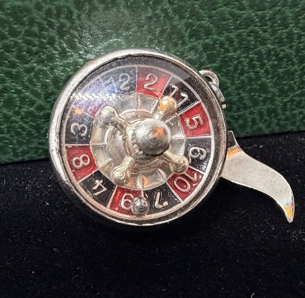 VNT STERLING SILVER Danecraft 3D Roulette Wheel CHARM It Spins!