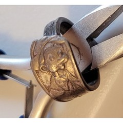 Vintage Duchess Silver Plate Pinocchio Spoon Ring Size 8.75 Wrap Bypass Jewelry