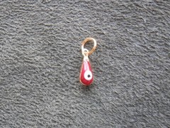 TINY Red Evil Eye Amulet Vintage Goldtone & Glass Bead Charm Pendant