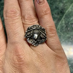 Art Nouveau Brooch Repurposed Into Ring Sterling Silver Size 8 Poppy