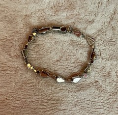 Signed B. David Multicolored Rhinestone And Faux Pearl Bracelet