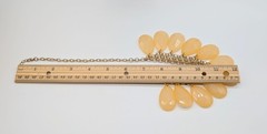 Vtg Peach Acrylic Lucite Teardrop Bead Faceted Bib Necklace Gold Tone 24″