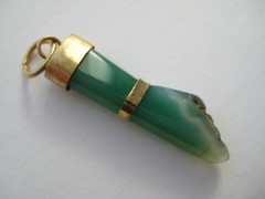 VINTAGE Victorian Carved Good Luck FIGA~JADE Charm Pendant