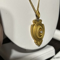 ANTIQUE c1860-1880 VICTORIAN 22K 15.6g ROLLED GOLD PHOTO PENDANT 12K GF CHAIN 22
