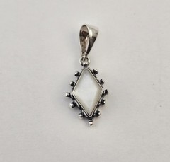Vintage Ted Ott Sterling Silver Mother of Pearl Modernist Pendant 2.0g 925