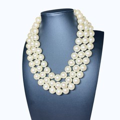 Vtg CAROLEE Majestic Pearl Necklace 3 Strand Knotted High End Art Deco 18” 13 mm
