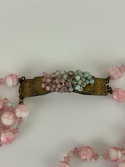 Unsigned Miriam Haskell Pink Art Glass Beaded Necklace Earrings Set 18” READ