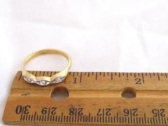 Vintage Yellow & White Gold Plated Leaves 14K GE ESPO Clear Stone Band Ring