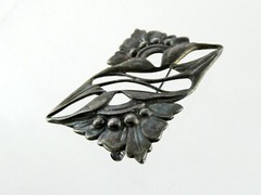 Vintage Sterling Silver Figural Botanical Brooch Leaves Pin 925 12.3g 1 7/8 Inch