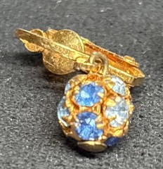 Austrian Made, Stamped, clip Amethyst Blue Rhinestone Cluster Vintage