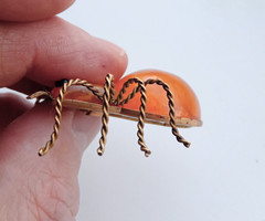 Vintage Spider Brooch Amber Color Resin. Made in the USSR