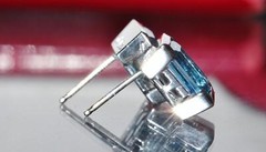 14k white gold earrings 3.00ct blue topaz stud vintage handmade 3.4gr N2540C