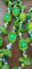 Vintage Celluloid Green Yellow And White Floral Necklace Hong Kong 1950’s 43″ L