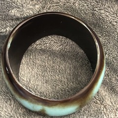 Chunky Exquisite Brown Turquoise Wide Wave Plastic Bangle Bracelet Art Western