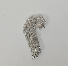 Kenneth Jay Lane KJL NR Crystal Rhinestone Pave Feather Plume Brooch Pin 3.25″
