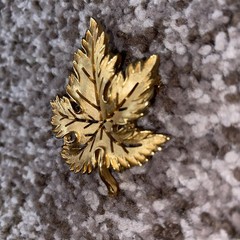 Vintage Crown Trifari Gold Tone Maple Leaf Brooch 2.5 x 2.25 in