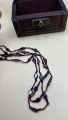 Genuine Almandine Garnet Unusual Geometric Rhombus Bead Necklace Clasp-Free