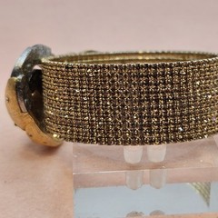 Mixed Media Amber Color Bracelet Brooch Embellished Goldtone One Of A Kind