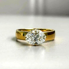 2Ct Oval Cut Lab Created Diamond Solitaire Wedding Ring 14K Yellow Gold Plated