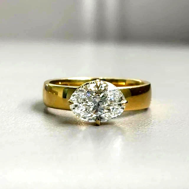 2Ct Oval Cut Lab Created Diamond Solitaire Wedding Ring 14K Yellow Gold Plated