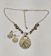 Kenneth Cole KC Enamel Rhinestone Gemstone Necklace & Earring Set