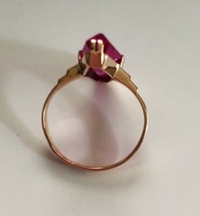 Vintage USSR Soviet Russian Star 58314k Rose Gold Pink Amethyst Ring Size 6.75