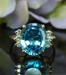 Vintage Topaz Diamond Ring 18K Gold Cocktail Designer Signed