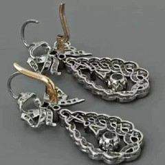 Vintage Art Deco Style Lab Created Diamond Engagement 14K White Gold FN Earrings
