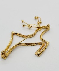 Crystal Reindeer Brooch CHRISTMAS Pin Gold tone Red nose