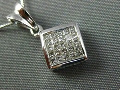 ESTATE .55CT PRINCESS DIAMOND 14KT WHITE GOLD SQUARE INVISIBLE FLOATING PENDANT
