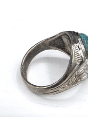 Vintage Clark & Coombs Chrysocolla Sterling Ring Size 11.75 Southwestern Theme