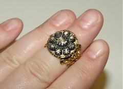 Antique Georgian 1.20CT (Est.) Rose Cut Diamond Filigree Ring 19K Gold S-5.5