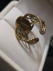 S Coventry Empress Dragon’s Breath Goldtone Faux Fire Opal Filagree Ring Sz 7.25