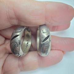 Flawed Mexico Sterling Silver 925 11 grams Hoop Dangle Pierced Earrings Vintage